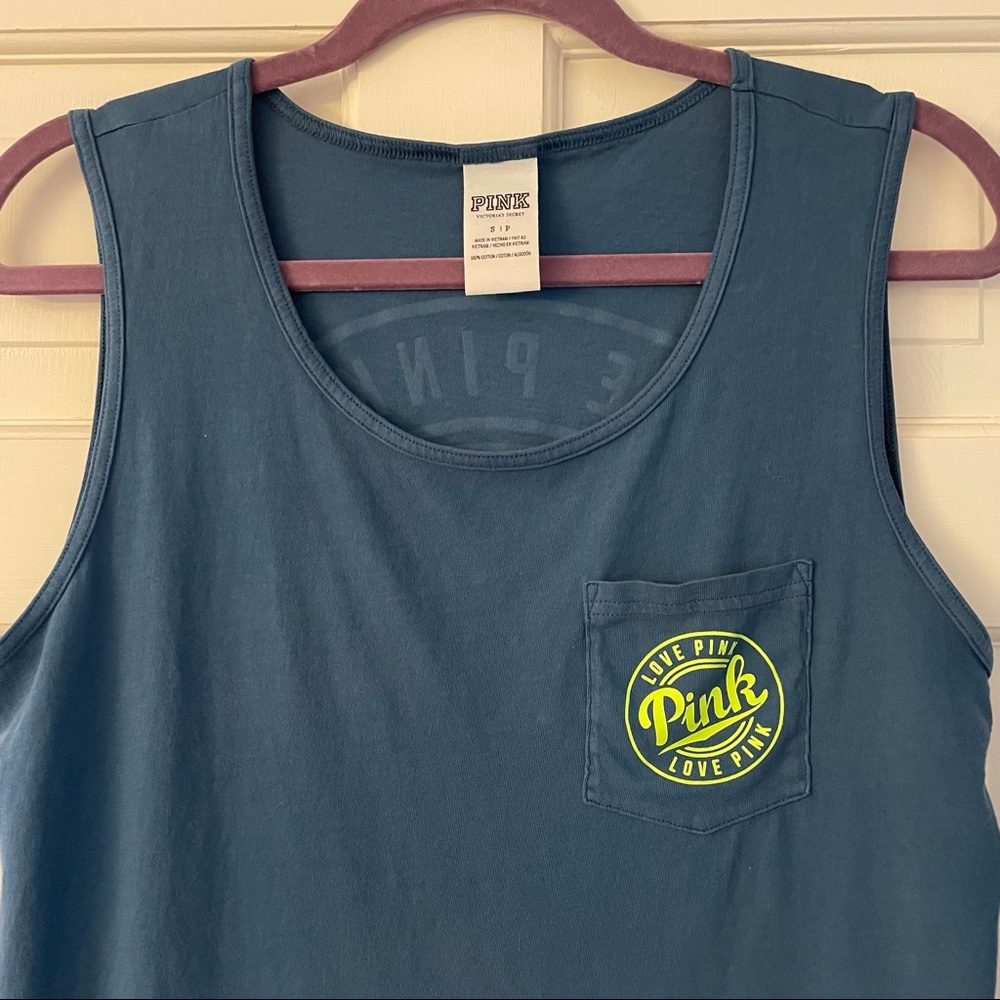 PINK VS Blue/Green Sleeveless Logo T-Shirt/Tank Top